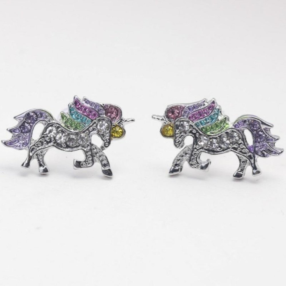 Rainbow Hair Unicorn Earrings